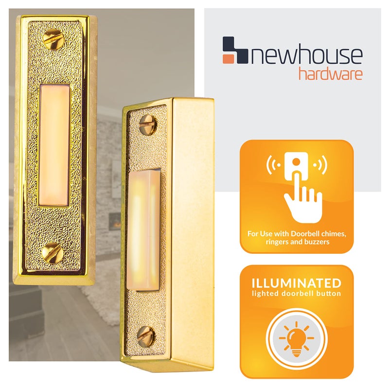 Newhouse Hardware BT2BL Lighted Doorbell Button, 1-Pack, Brass - Image 3